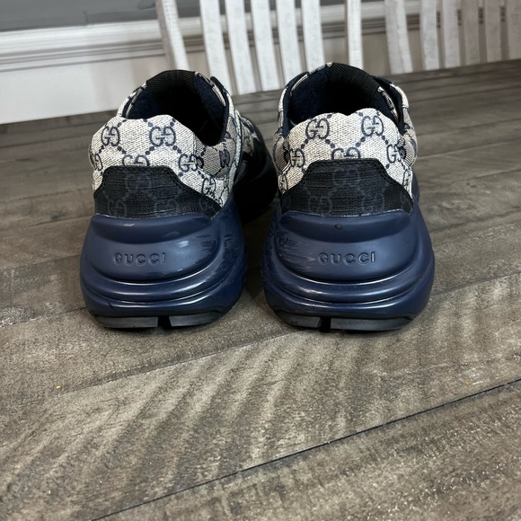 GUCCI Rython GG Beige Monogram Blue Sz 10.5 - Picture 6 of 9